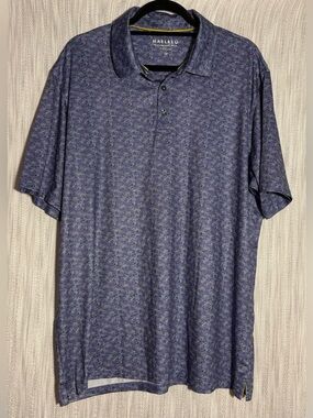 Maelreg Men's Blue pattern performance Polo Shirt